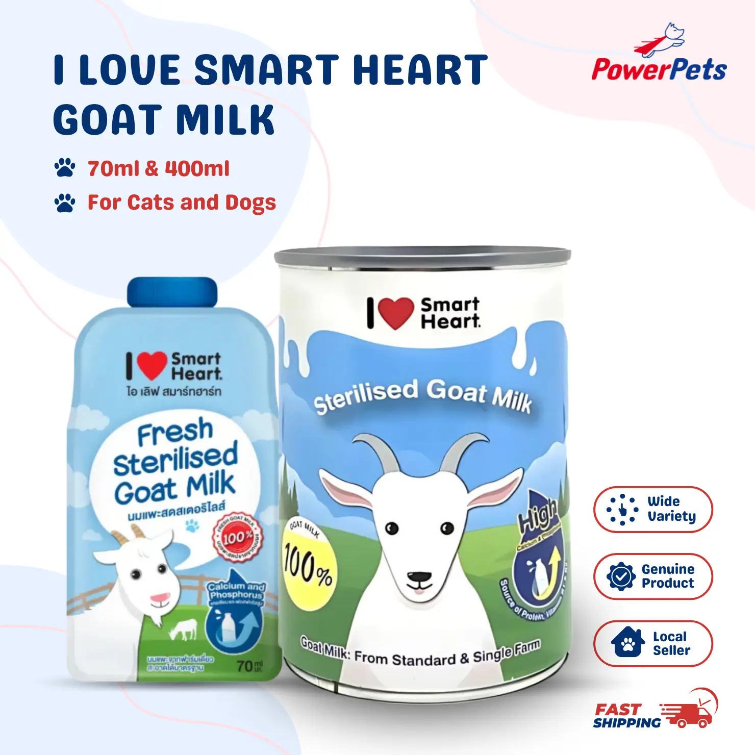 I Love Smart Heart Goat Milk 70ml 400ml Sterilized Nutrient-Rich Heart-Healthy Nourishing Boost Wellness for Cats and Dogs