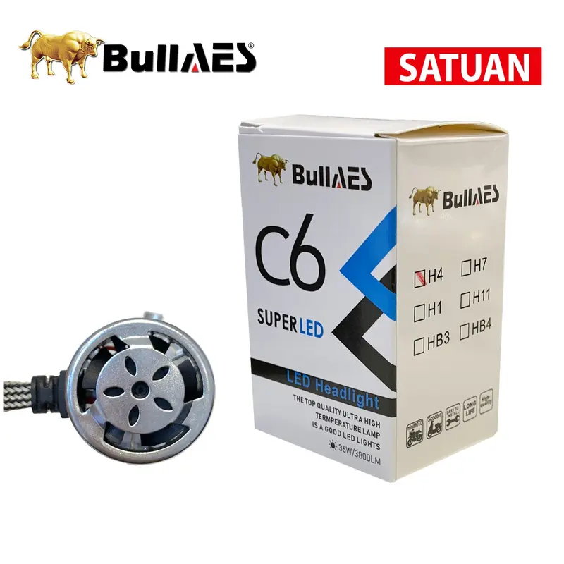 Lampu C6 LED 36 W COB Mobil Motor SOCKET H4 0802 Car isi 1 PCS 3