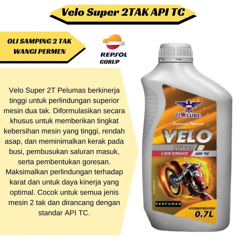 oli samping Wangi 2 tak VELO dan MX united parfume low smoke Repsol group 0.7Liter oli samping Kendaraan WANGI Mesin Motorcycle 2