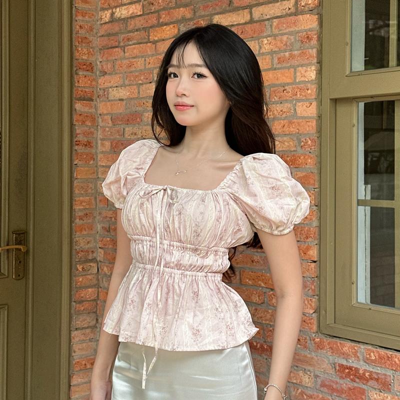  Áo Babydoll Trễ Vai Linen Lưng Chun Kiểu Xinh Tay Phồng Tiểu Thư Công Chúa Mùa Hè Kimee MA287 
