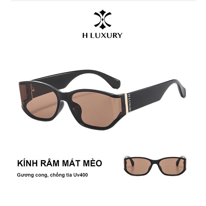   Huệ Daisy x H Luxury  kính râm mắt mèo gương cong thiết kế mới 2025 - Kính râm nam nữ chống tia UV400 chói lóa V30 - Fom dáng hợp xu hướng 