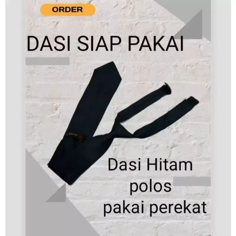 TERMURAH!!! Dasi Hitam Polos Instant Formal Hitam Polos Langsung Pakai Unisex Pria Wanita 1
