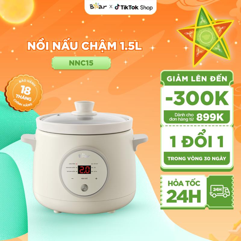 [Giá Hời] Nồi Nấu Cháo Chậm 1,5L BEAR Nồi Nấu Chậm Nồi Nấu Cháo Cho Bé Đa Năng Nồi Hầm Chậm Chính Hãng NNC15