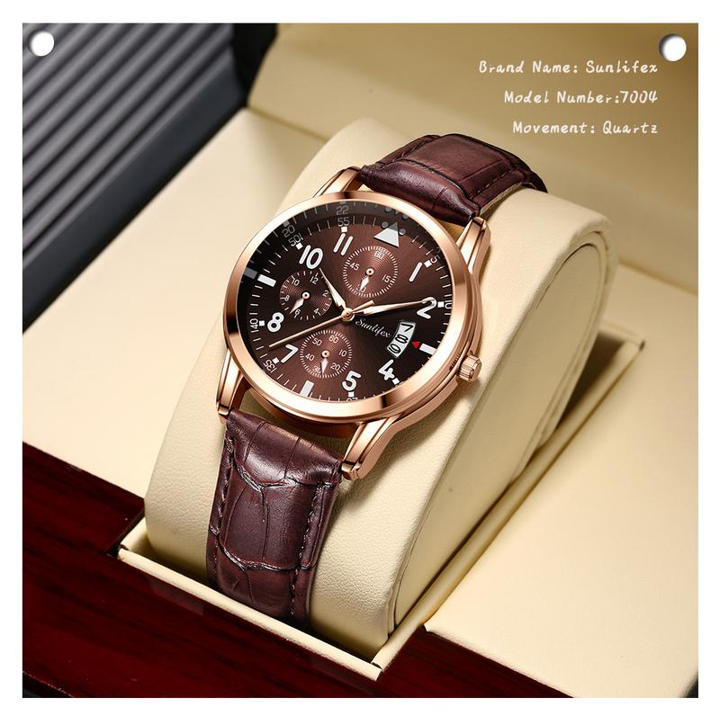 Product Introduction of Sunlifex Jam Tangan Pria Original Anti Air Kuarsa Tali Kulit Jam Tangan Cowok  Watches  SL7004 1