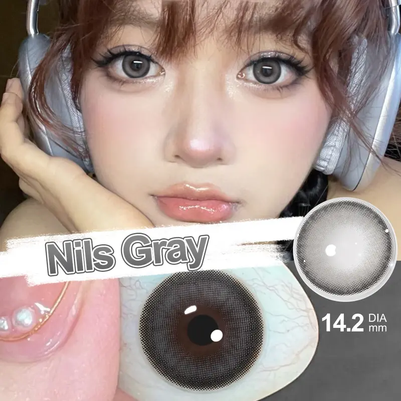 【New & Normal】Magister Softlens DIA 14.2/14.5mm Cokelat Natural Nils Brown Lens Kontak Minus 0.00~-6.00 Abu-abu Ocean Smog Gray Lensa with Case 5