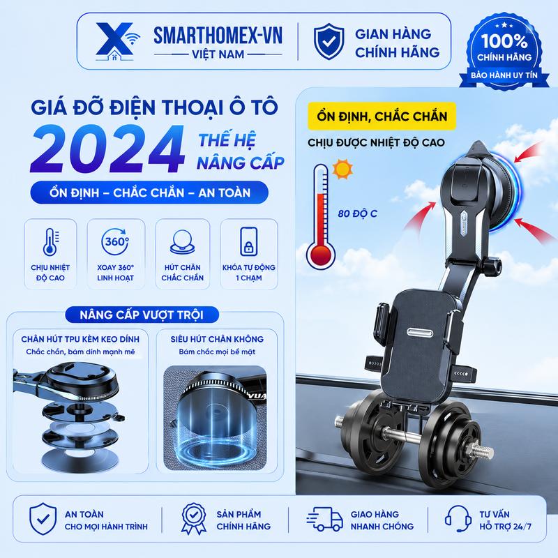Giá đỡ điện thoại trên ô tô dán dạng thác nước không che tầm nhìn xoay 360 độ -…