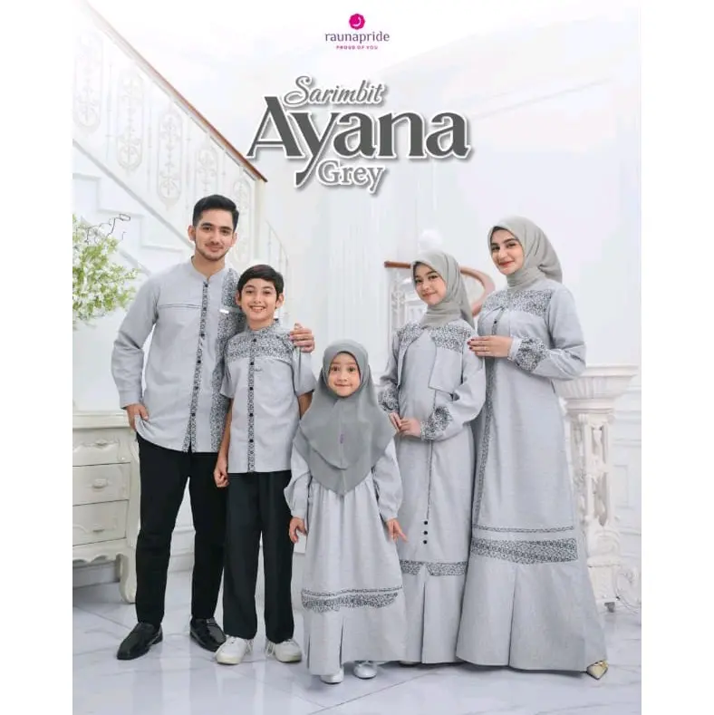 Sarimbit keluarga TERBARU AYANA  GREY by Raunapride | Simple Muslim Coplean Keluarga