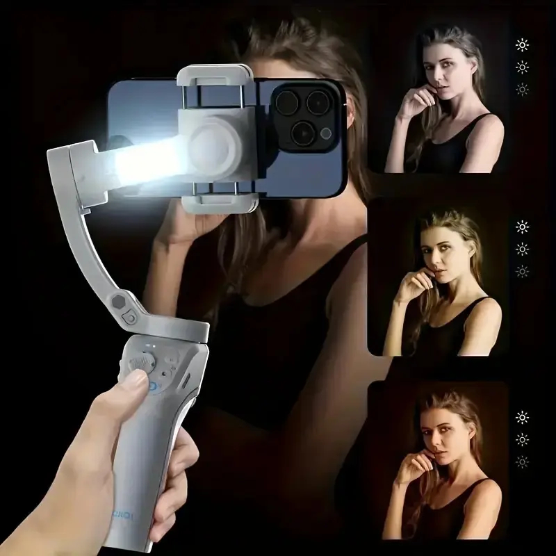 Three-Axis PTZ Intelligent Stabilizer - Face Recognition, Anti-Shake, LED Fill Light, Selfie Stick, Rechargeable Lithium Battery, Wireless, USB Charging, Compatible With Apple And Samsung Mobile Phones Birthday, Christmas, Festival, New Year's Gift 6