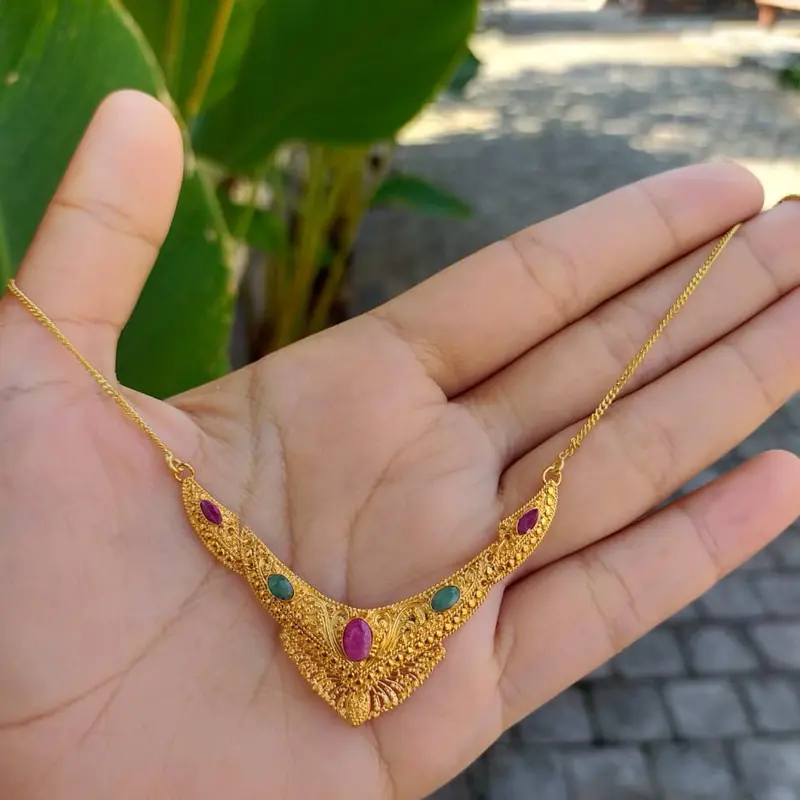 Kalung Minang Kipas Bun Bali Lapis Emas 2