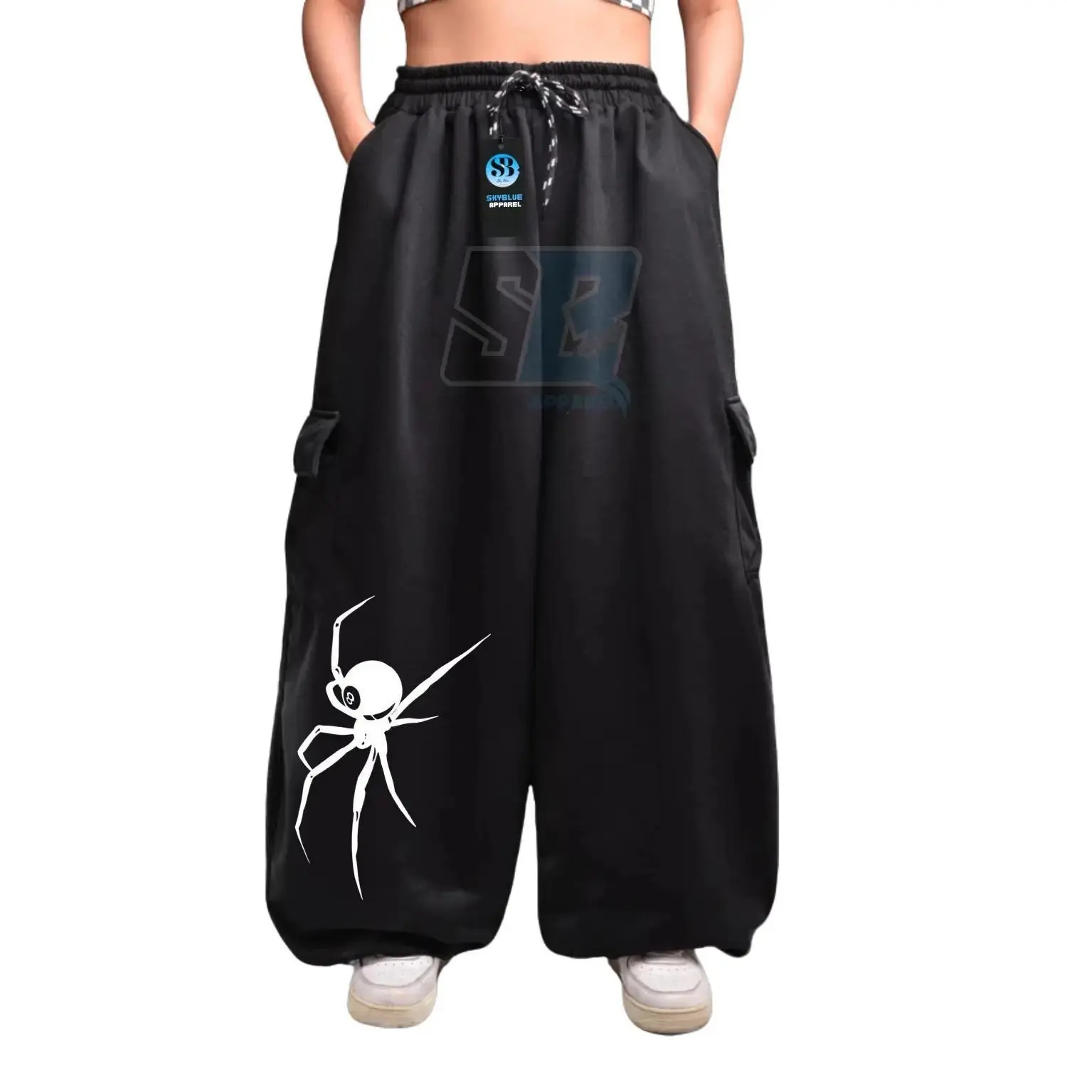 New Celana Panjang Baggy Balloon With Back Motif Laba Laba Long Pants Cargo Skena Kekinian Bahan Katun Fleece Adem Dan Lembut Model Korean Style 2025 Terbaru