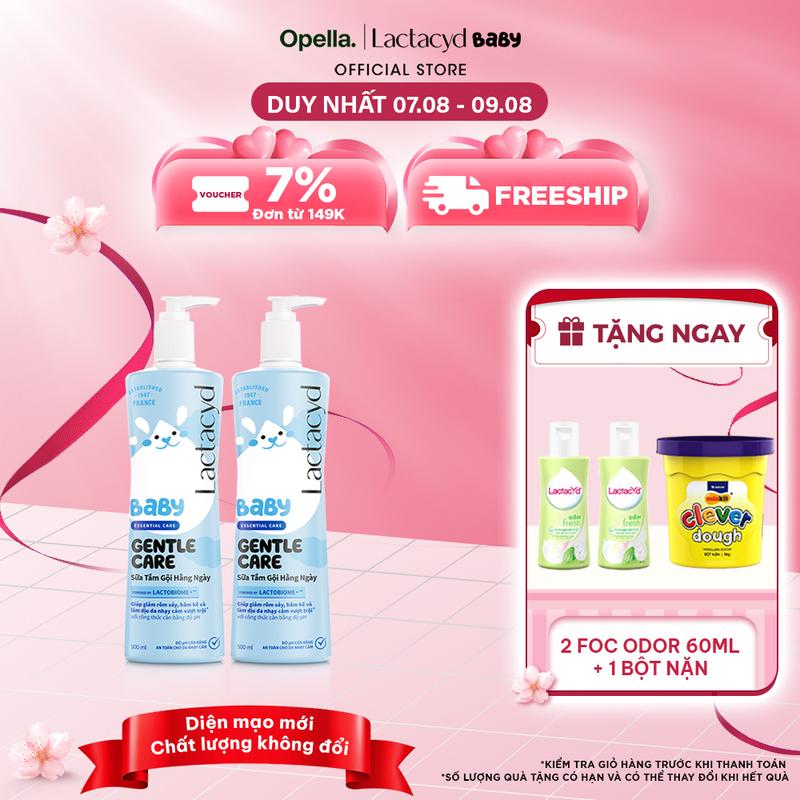 Bộ 2 chai Sữa Tắm Gội Trẻ Em Lactacyd Baby Gentle Care Bảo Vệ Dịu Nhẹ Cho Làn Da Nhạy Cảm 500ml/chai Cho Bé