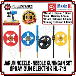 HL Nozzle Nozle Needle Set Jarum Kuningan Spray Gun Elektrik HL 719 ORIGINAL