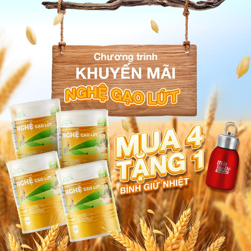    combo 4 sản phẩm tặng 1 bình giữ nhiệt mini 300ml   BỘT NGHỆ GẠO LỨT 420g - Bột ngũ cốc đậu hạt rau củ 