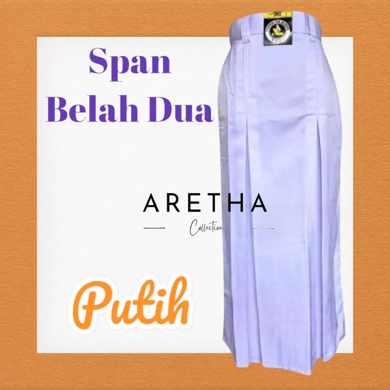 Rok SPAN BELAH DUA Depan Seragam Sekolah Kerja Hitam Putih Coklat Pramuka Biru SMP Abu SMA/SMK Panjang Rempel Formal - Karet, Merah Tebal Basic 4