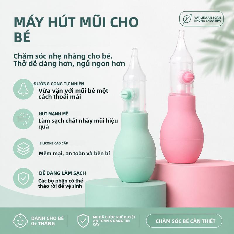 Dụng Cụ Hút Mũi Silicon Cho Bé Sơ Sinh Mềm Mại Không BPA 0M+