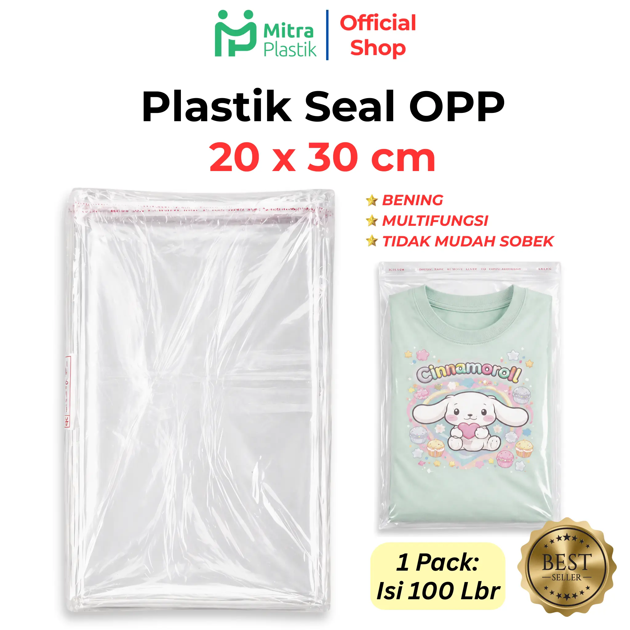 Plastik Seal OPP 20x30 (100 lembar) / Plastik Seal 20 x 30 Bening Lem
