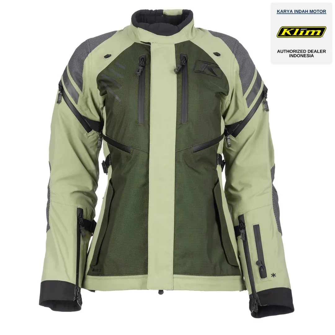 KLIM Artemis Jacket Original Gore-Tex Adventure Touring Jacket Wanita Waterproof - Rifle Green / Oil Green