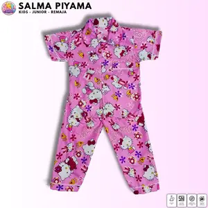 Setelan Piyama anak Baju Tidur Kancing Perempuan/Laki-laki 5-10 Tahun Motif Keren - Salma Collection