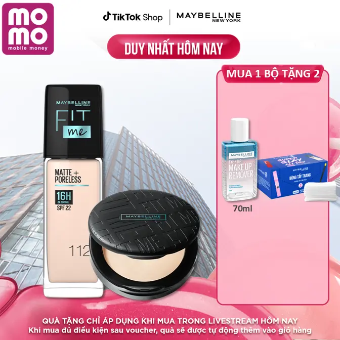[Bộ trang điểm] Kem Nền Kiềm Dầu Fit Me 30ml và Phấn Phủ Kiềm Dầu Chống Nắng 16H Fit Me Maybelline New York 6g