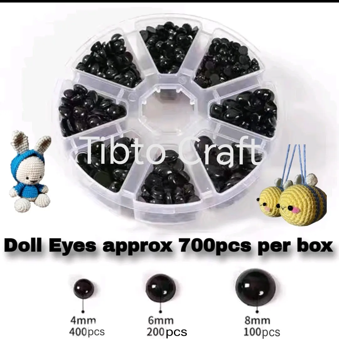 700pcs Mata Patung Bulat Flat Base Doll Eyes for Amigurumi DIY Craft
