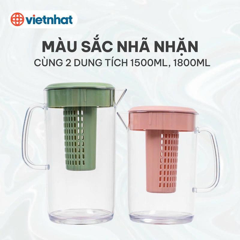 Bình Nước Có Lọc Trà Dung Tích 1,5L và 1.8L Ca Kính Bình Đựng Nước Bình pha Trà Có Lõi Lọc Tiện Dụng 