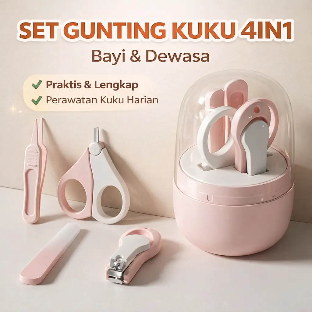 Set Gunting Kuku Bayi 4in1 | Gunting Clipper Kikir Pinset | Perlengkapan Nail Praktis & Lengkap untuk Perawatan Kuku Harian