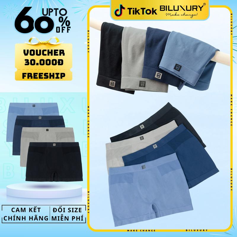 [SALE TRONG THÁNG] Combo 3 Quần Lót Nam BILUXURY 9SIDB510 Quần Sịp Đùi, boxer thoáng khí, thấm hút tốt, không kích ứng da mềm mại nhẹ nhàng Cao Cấp Ngẫu Nhiên Quần Boxer Menswear underwear (gửi từ 2 màu)