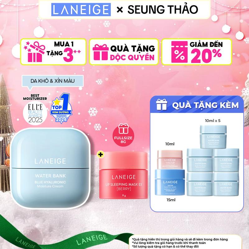 LANEIGExSEUNG THẢO Kem Dưỡng Ẩm Water Bank Blue Hyaluronic Moisture Cream 50ml Da Khô Và Xỉn Màu Skincare Làm Đẹp Da Chăm Sóc Da Dưỡng Ẩm Da Nữ