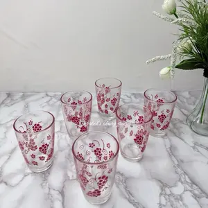 6pcs Gelas kopi atau teh motif bahan kaca.