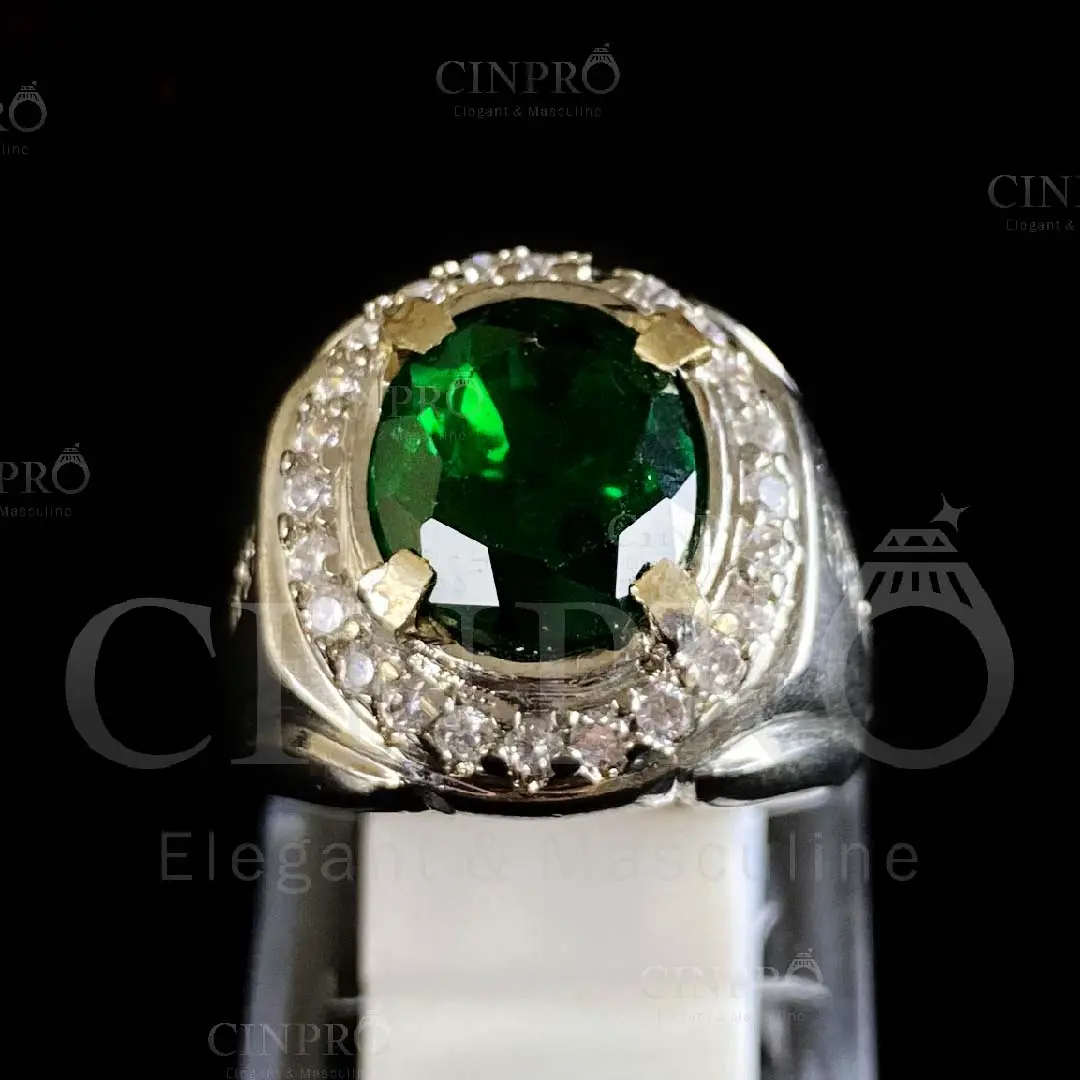 Cincin Batu Permata Green safir + Gratis Box Cantik