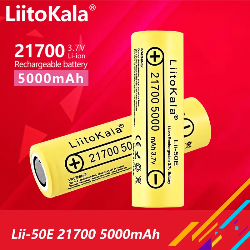 Baterai Liitokala 21700 Lithium Lii-50E cas ulang 0