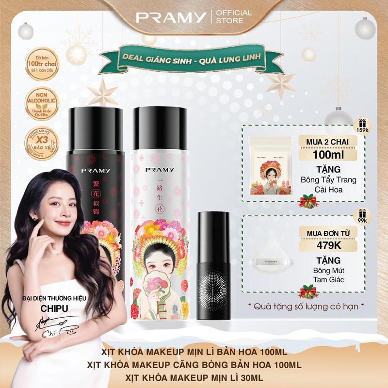 [TRƯƠNG NHÃ DINH_V] PRAMY Xịt  Khóa Trang Điểm Lâu Trôi , Dưỡng Ẩm, Kiểm Soát Dầu 100ML