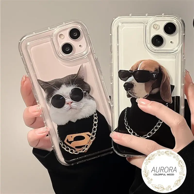 Casing ponsel silikon bermotif anjing dan kucing lucu untuk iPhone 6/7/8 6+/7+/8+ X/XS XR Xs Max 11Pro 11ProMax 12/12Pro 12PrMax 12Mini/13Mini 13Pro 13ProMax 14 14Pro 14ProMax 14Plus 15 15Pro 15ProMax 15Plus case