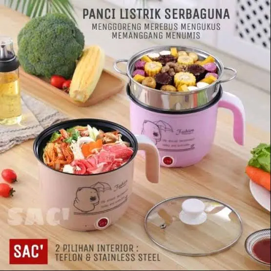 panci listrik motif, kapasitas 0,8L daya 300watt
