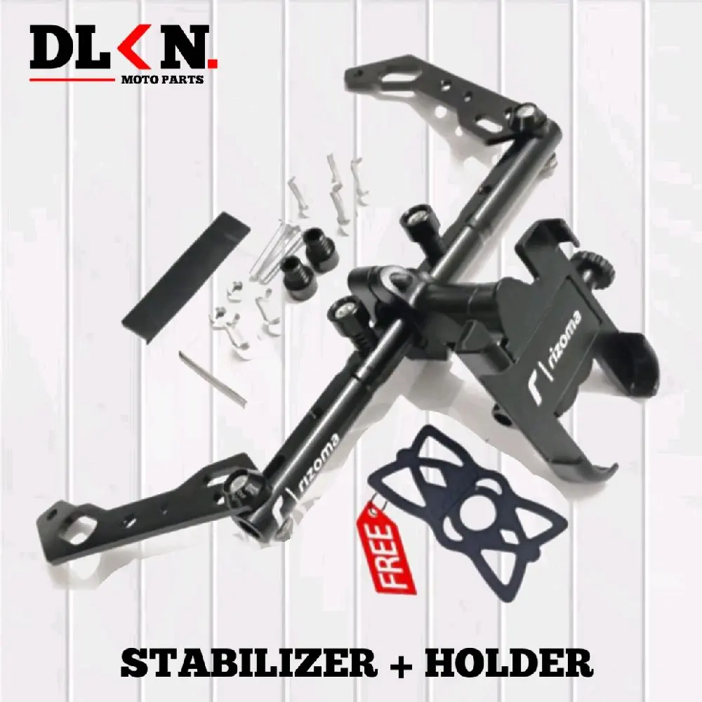 HOLDER HP MOTOR FULL ALUMUNIUM BESI PAKET LENGKAP + STABILIZER ANTAR SPION MOTOR VARIO NEW, NMAX, LEXI, MIO, BEAT DLL Handphone Smartphone