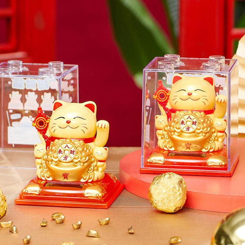Product Introduction of ✅New【Solar With Cover】Hand Waving Lucky Cat For Gift Shop Office Home Feng Shui Fortune Decor 37