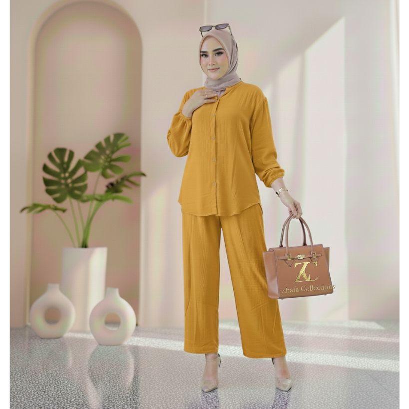 PROMO LIVE 3 SETELAN WANITA ONESET KEKINIAN CRINCLE ATASAN DAN BAWAHAN PANJANG PILIH WARNA UKURAN