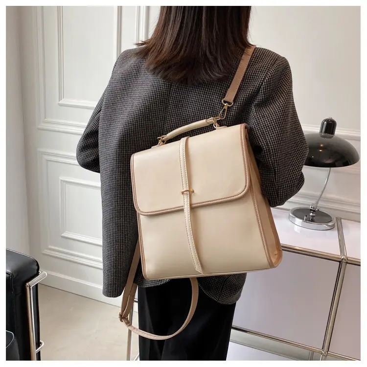 Onebear ransel selempang wanita tas ransel wanit unik ransel cewek ransel retro tas sekolah fashion gaya kuilah inggris Hitam Backpack Travel Kulit tas ransel sekolah cewek LM27 1