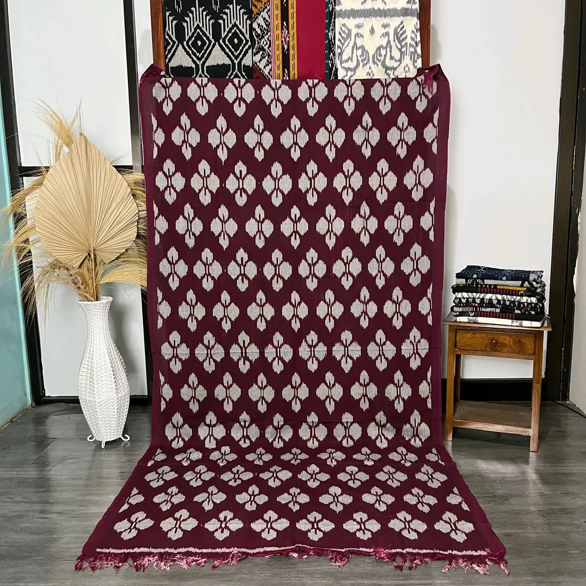 Kain Tenun Troso Jepara Murah berkualitas motif premium etnik warna maroon