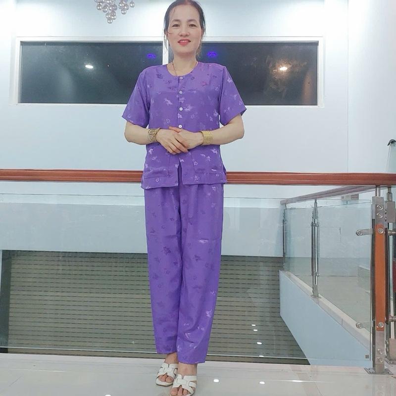 Đồ Bộ Trung Niên Nữ -Chất Liệu Gấm Thái Mềm Mát-Quần ống Suông Áo Có túi .