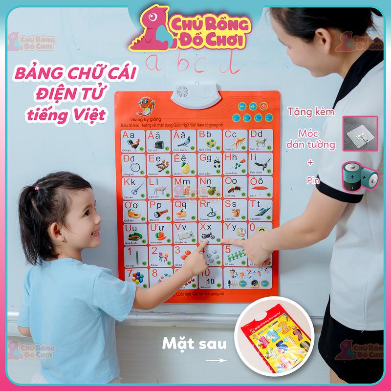 SALE CUỐI NĂM Bảng Chữ Cái Tiếng Việt & Chữ Số Điện Tử Treo Tường – Đồ Chơi Học Ngôn Ngữ Số Đếm Có Âm Thanh To Rõ Cho Bé | Chú Rồng Đồ Chơi