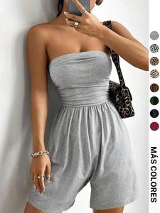 Mono sólido para mujer, mono casual de moda para verano, ropa femenina para uso diario