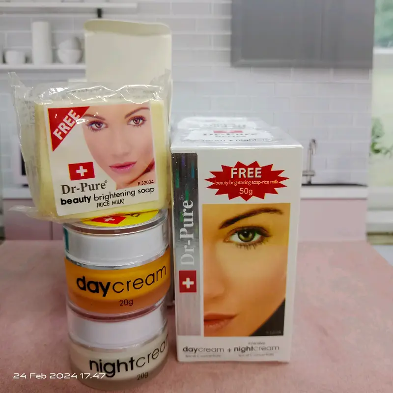 [BPOM]DR PURE SET CREAM SIANG&MALAM free SABUN BEAUTY WHITENING SOAP Pemutihan Semua Jenis Kulit 0