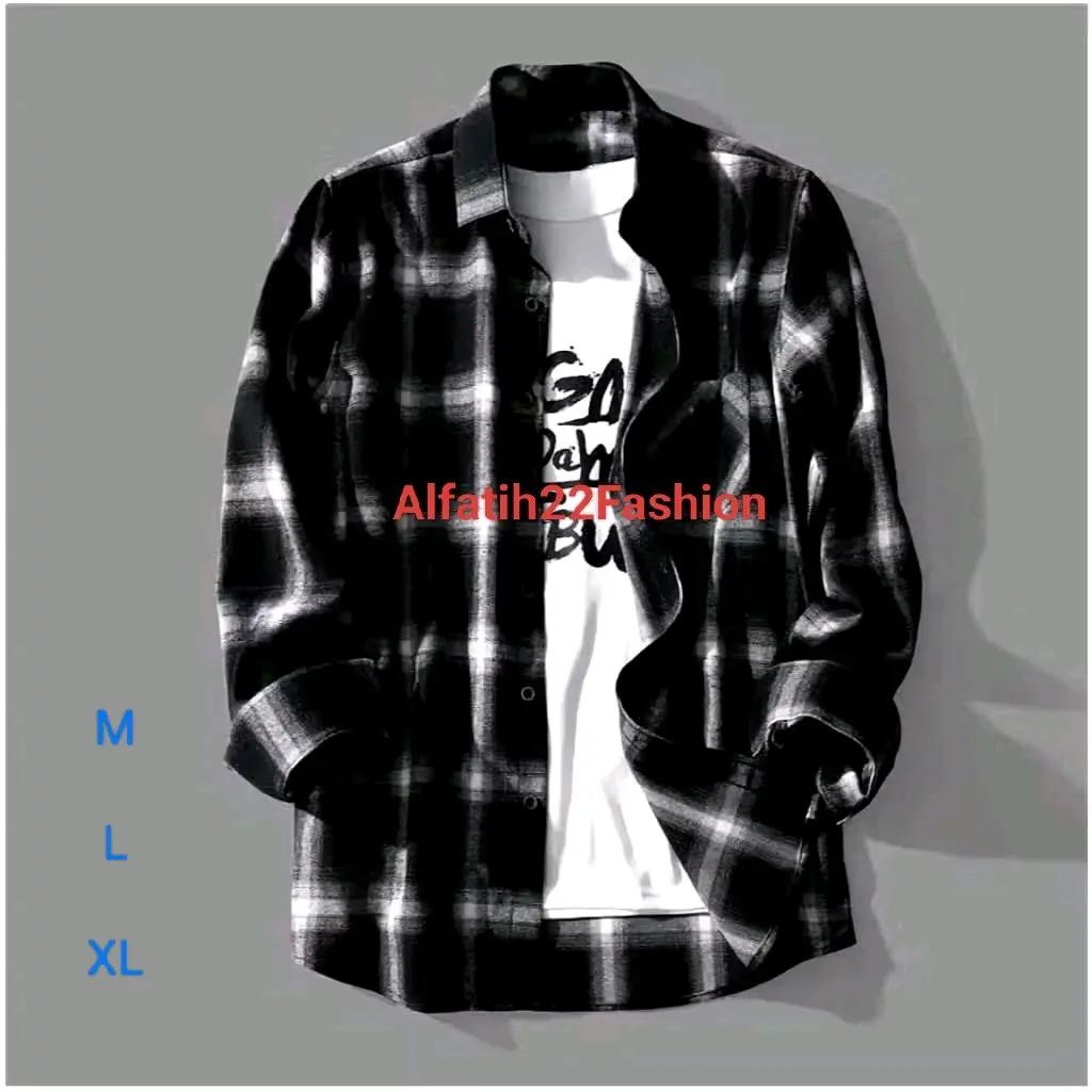 KEMEJA FLANEL VETERANO M,L,XL BAJU KEMEJA FLANEL PRIA DEWASA Panjang Distro BESTSELLER Motif Cowok Hitam Casual Wanita Hem Keren