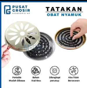 Tempat Obat Nyamuk Set Stainless Steel Wadah Tempat Bakar Obat Nyamuk Dengan Tutup