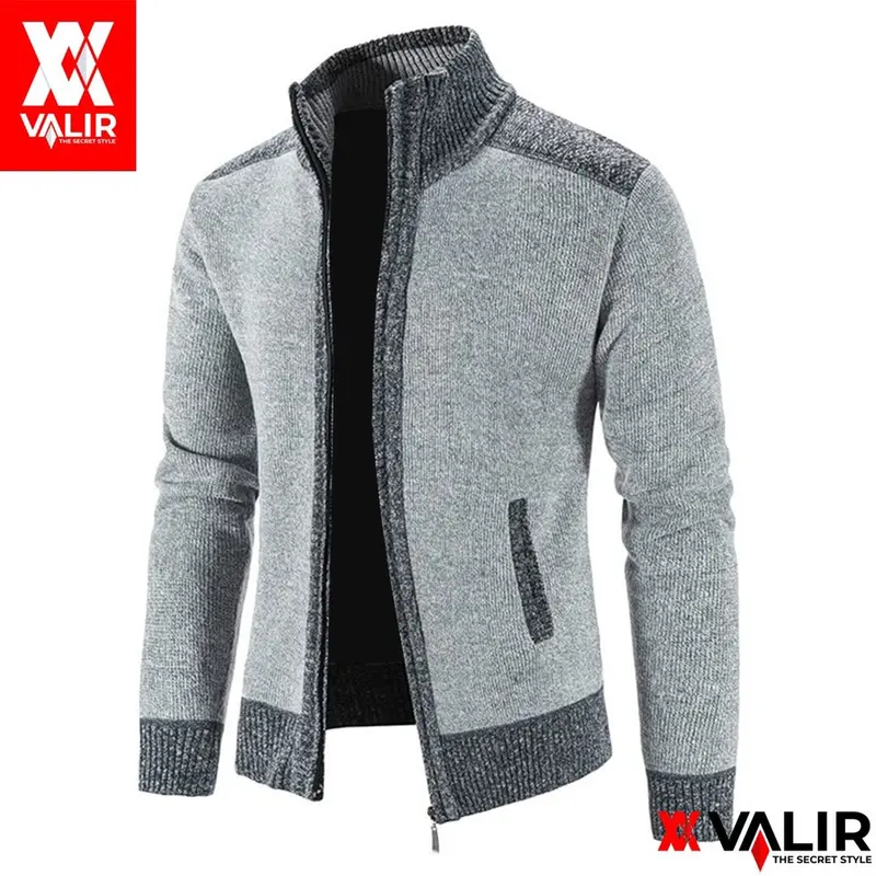 Valir Nelson Jaket Sweater Rajut Pria Keren Terbaru Bahan Tebal Berkualitas Distro Lengan Panjang Knitwear Kerah Hitam 0