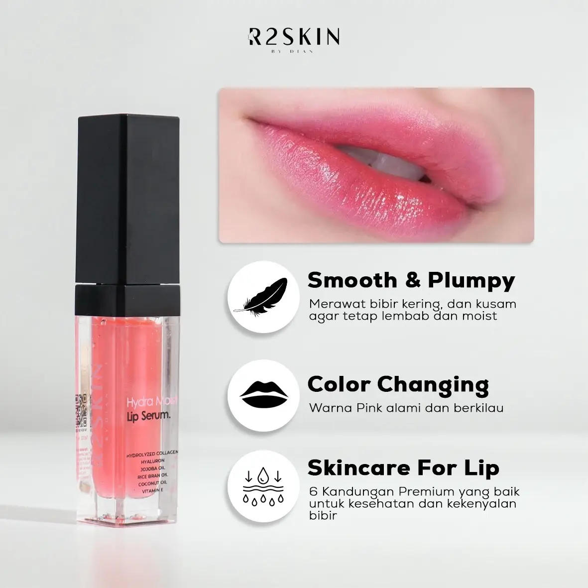 R2SKIN Lip Serum Hydra Moist 6X Melembabkan Bibir Kering dan Pecah Pecah 4ml - Vitamin, Pemerah lipserum