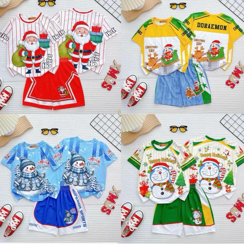 4Bộ-159K Bộ Noen Cộc Tay cho bé Trai và Gái ! Size 5-40Kg vải thun lạnh thái mềm,mát In 5D ko bong tróc .Co giãn thấm hút tốt.