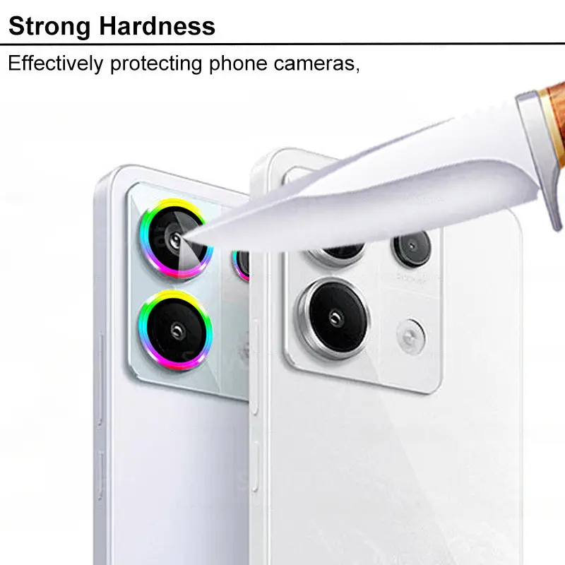 Bảo vệ vòng kim loại cho Xiaomi Redmi Note 13 Pro + 13Pro ProPlus, 4G, 5G, Eagle Eye,  Ốp camera Màng Bảo Vệ Ống Kính HD, kính cường lực cong trong suốt, nắp lưng màn hình Phụ Kiện Phone 1