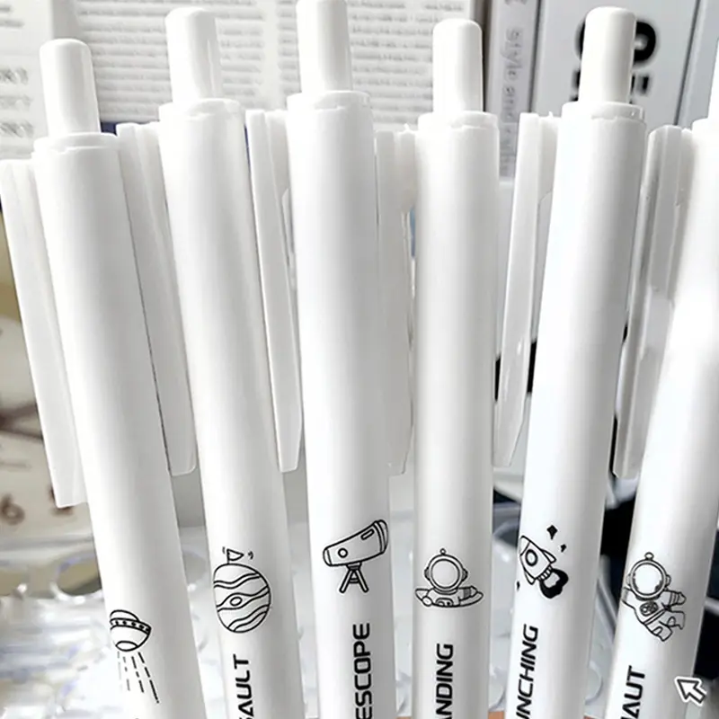 Bút Gel Có Thể Thu Vào Dòng Metaverse Đơn Giản, 6 Miếng, 0.5Mm, Mực Đen Khô Nhanh Cho Trường Học, Ngòi ST, Bút Ký 8